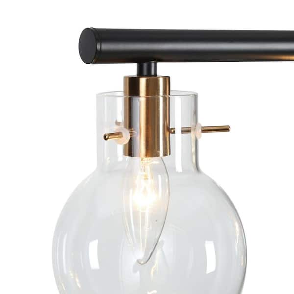 38 in. Large 5-Light Modern Black Island Chandelier, DIY Globe Pendant Light, Farmhouse Brass Dining Room Chandelier