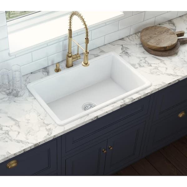 30 in. Single Bowl Dualmount Fireclay Kitchen Sink in White