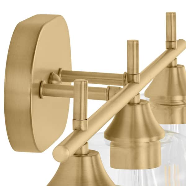 Pavlen 24 in. 3-Lights Antique Brass Vanity Light with Clear Glass Shades