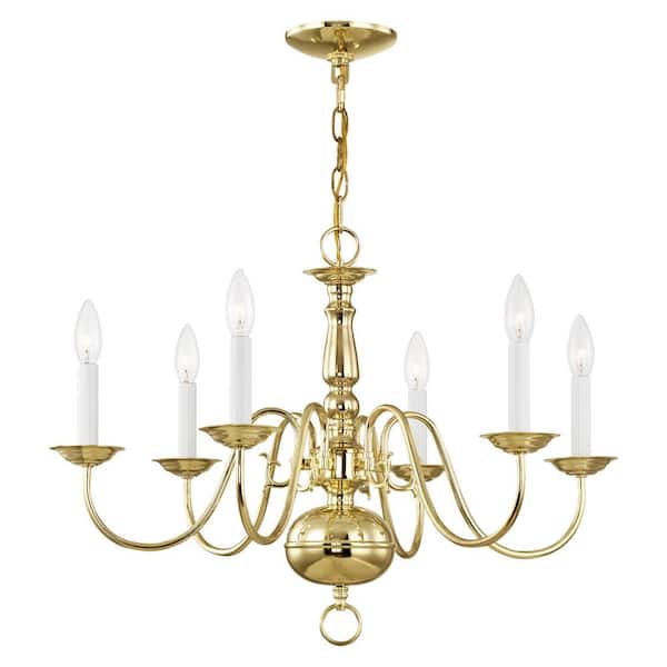 Williamsburgh 6 Light Polished Brass Chandelier
