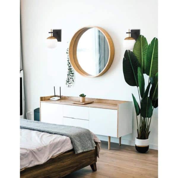 Alluria 1-Light Weathered Black with Autumn Gold Accents Sconce