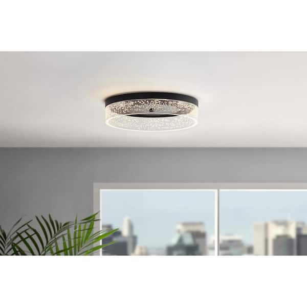 Kipling 13.78 in. 1-Light Black LED Flush mount
