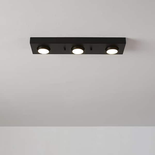Bleecker 1.6 ft. 3-Light Matte Black Integrated LED Fixed Track Lighting Kit