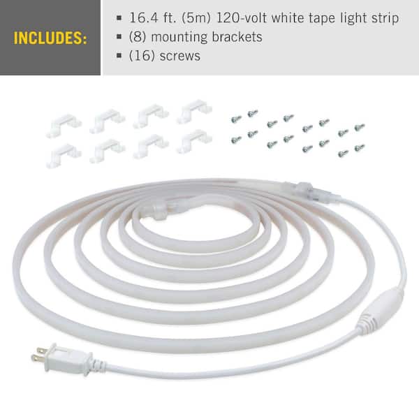 RibbonFlex Pro Outdoor 16.4 ft. 120V Plug-In Warm White 2700K LED Rope Light Strip Kit