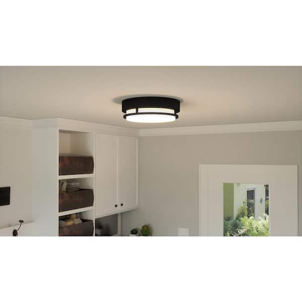 Hale 12 in. 1-Light Earth Black LED Flush Mount