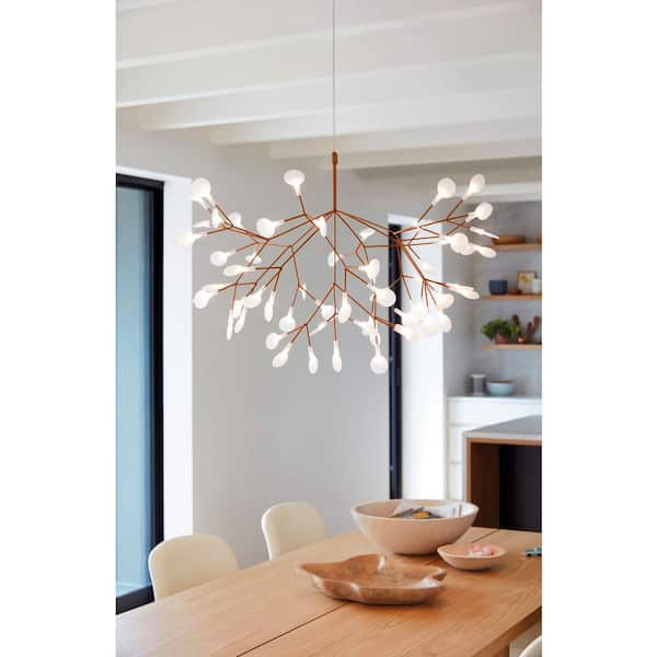 Postmodern 15-Watt 45-Light Integrated LED Rose Gold Unique Modern Linear Chandelier
