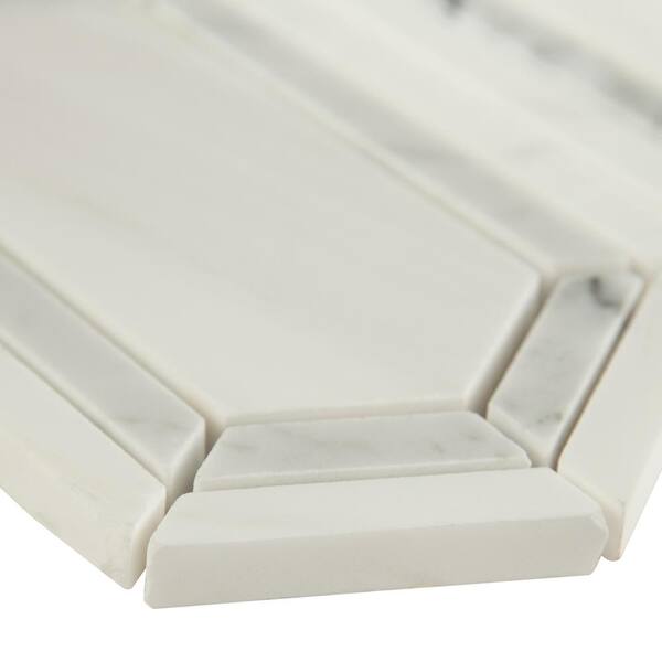 Pavilion Picket 12 in x 12 in. x 10 mm Polished Marble Mosaic Tile (10 sq. ft. / case)