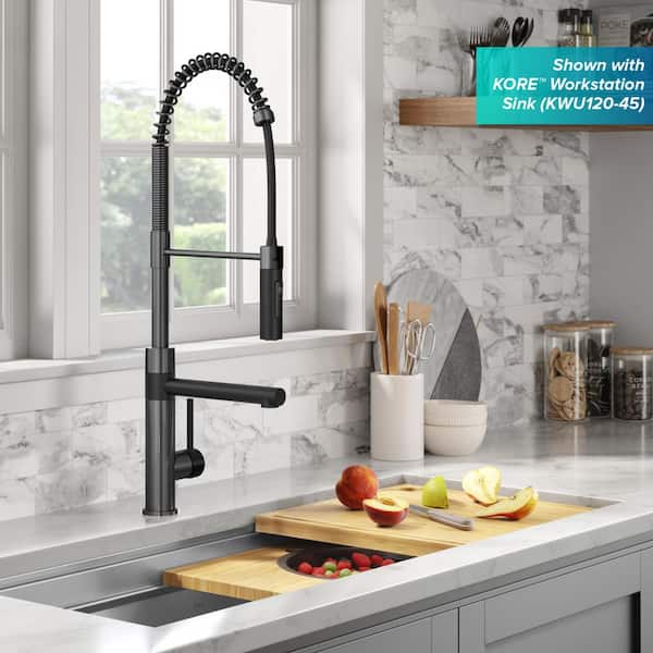 Artec Pro Pull-Down Single Handle Kitchen Faucet with Pot Filler in Matte Black / Spot Free Black Stainless Steel