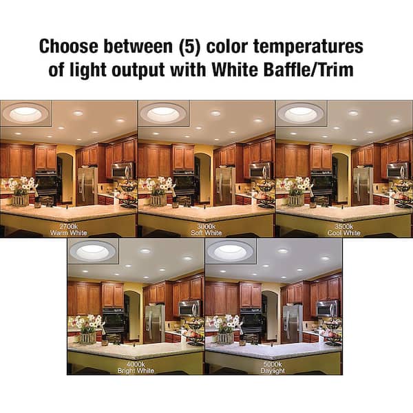 6 in. Adjustable CCT 30 Lighting Options Integrated Integrated LED Recessed Light Trim New Construction Remodel