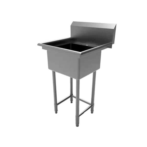 All-in-One 24 in. Stainless Steel Wall Mount Commercial Utility Kitchen Sink with Faucet