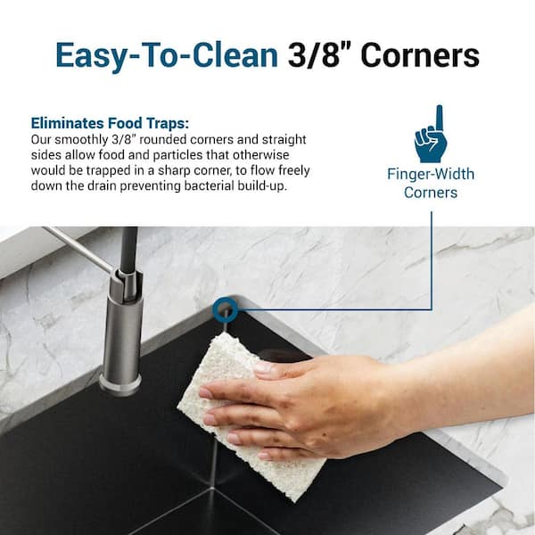 Nepera Black 16 Gauge Stainless Steel 30 in. Single Bowl Farmhouse Apron Kitchen Sink with Bottom Grid and Drain