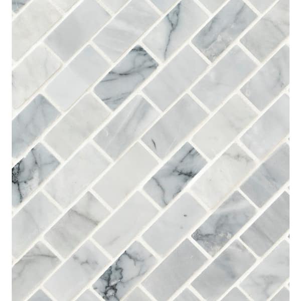 Carrara Classique Brick 11.81 in. x 11.81 in. Honed Marble Wall Tile (0.97 sq. ft./Each)