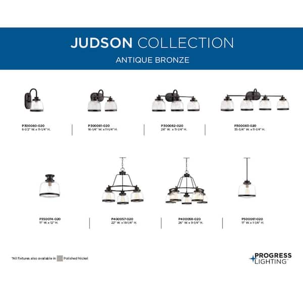 Judson Collection 26 in. 5-Light Antique Bronze Clear Glass Farmhouse Chandelier Dining Room Light