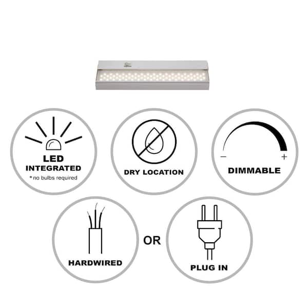 Signature 12 in. Hardwired or Plug-In White LED Under Cabinet Light with High/Low Light Switch