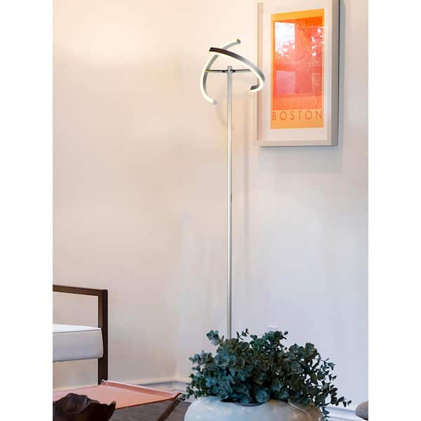 Halo Split 72 in. Silver LED Torchiere Floor Lamp