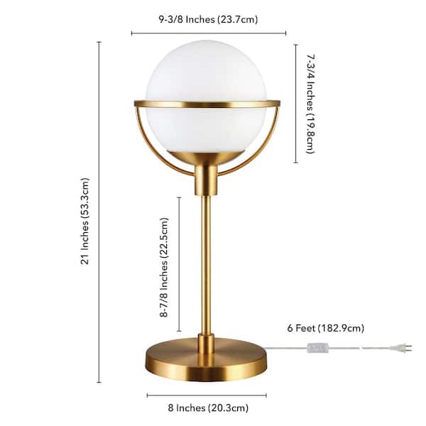 Cieonna 21 in. Brass Finish Globe & Stem Table Lamp with Glass Shade
