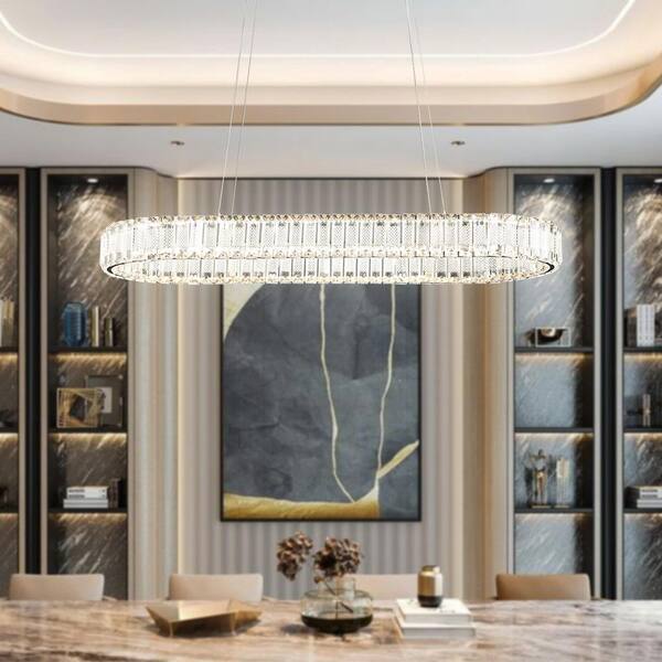 Jefferson 1-Light Clear/Chrome Unique Integrated LED Chandelier with Crystal Accents
