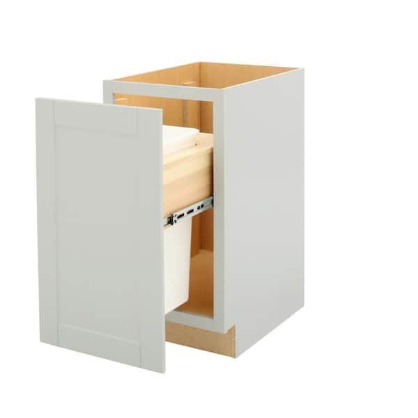Shaker 18 in. W x 24 in. D x 34.5 in. H Assembled Pull-Out Waste Bin Base Kitchen Cabinet in Dove Gray