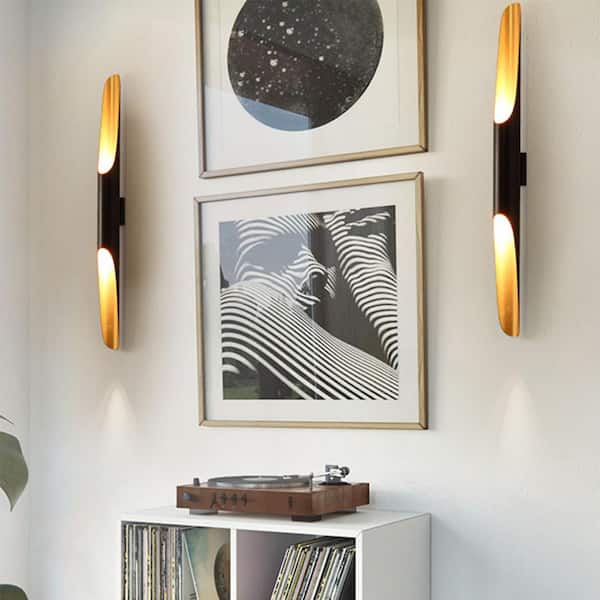 2-Lights Matte Black and Gold Die-casting Aluminum Wall Sconce Vanity light