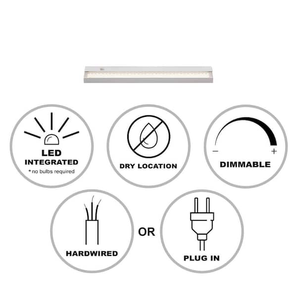 Signature 24 in. Hardwired or Plug-In White LED Under Cabinet Light with High/Low Light Switch