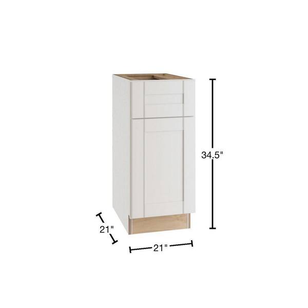 Washington Vesper White Plywood Shaker Assembled Vanity Sink Base Kitchen Cabinet Sft Cls R21 in W x 21 in D x 34.5 in H