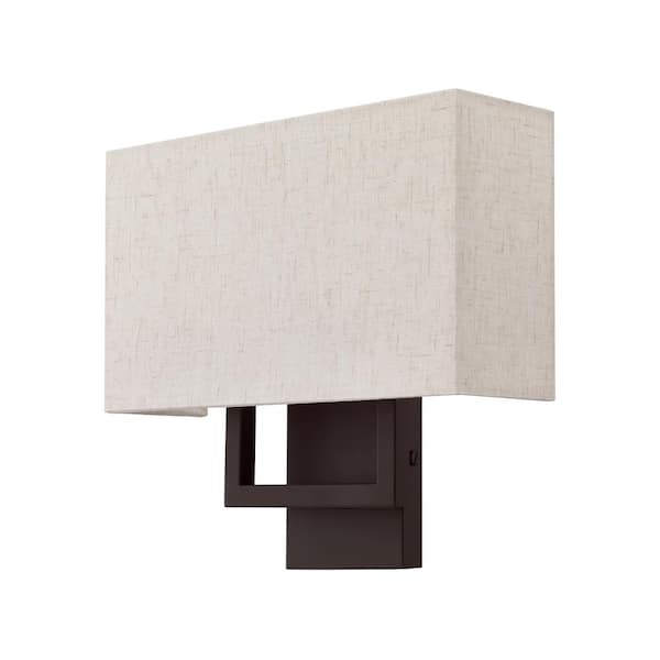 Pritchard 4.375 in. Bronze ADA Sconce with Hand Crafted Oatmeal Fabric Shade