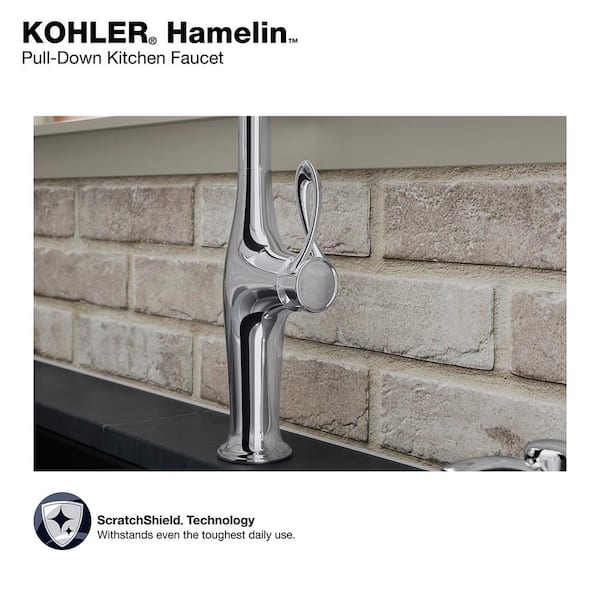 Hamelin Single Handle Pull Down Sprayer Kitchen Faucet in Polished Chrome