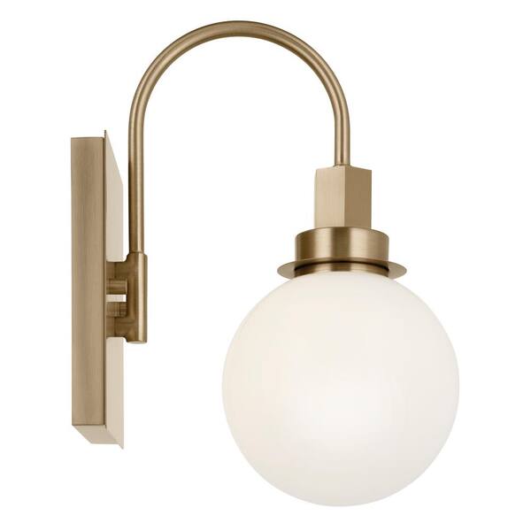 Hex 11.5 in. 1-Light Champagne Bronze Bathroom Wall Sconce Light with Opal Glass Shade
