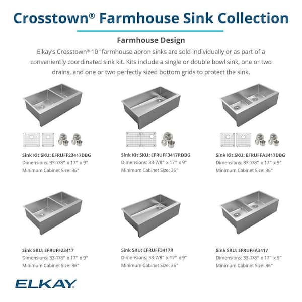 Crosstown 16-Gauge Stainless Steel 35-7/8 in. Single Bowl Tall Farmhouse Apron Kitchen Sink Kit
