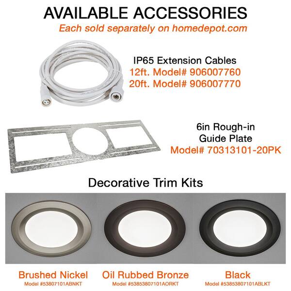 6 in. Adjustable CCT Integrated LED Canless Recessed Light Trim 900 Lumens Kitchen Bathroom Remodel Wet Rated (12-Pack)