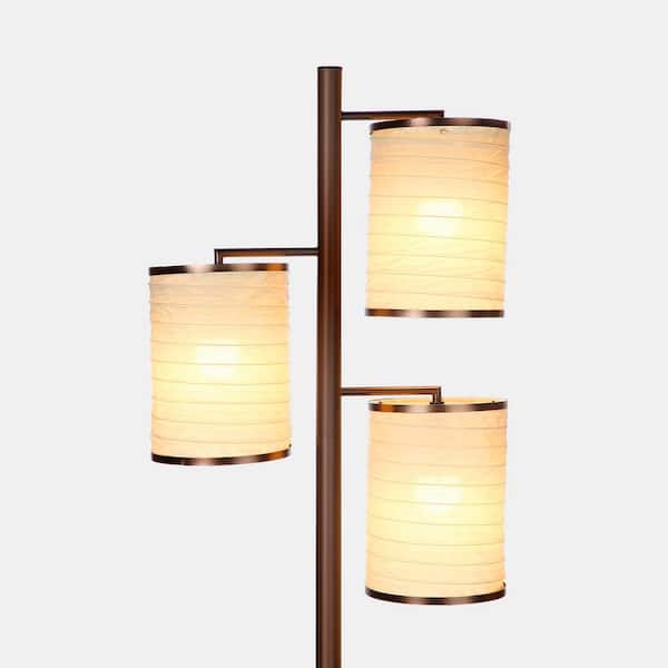 Liam 74 in. Bronze Dimmable Lantern LED Tree Floor Lamp