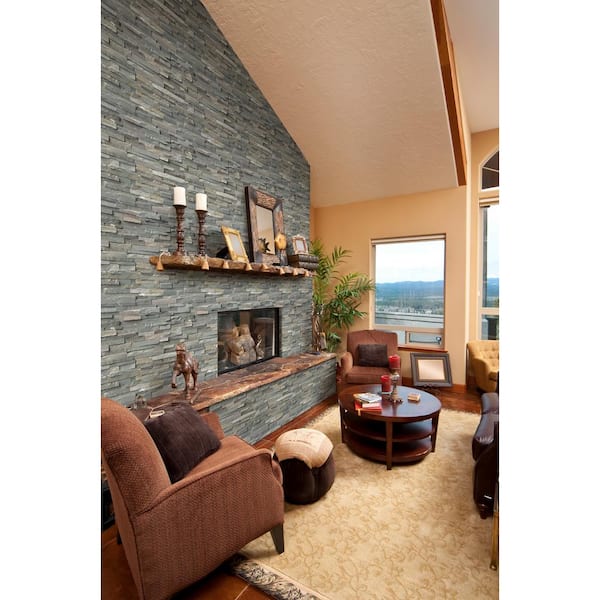 Sierra Blue Ledger Panel 6 in. x 24 in. Natural Quartzite Wall Tile (4 sq. ft./case)