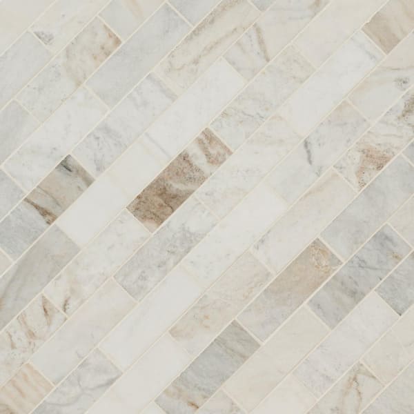 Arabescato Venato White 11.73 in. x 11.73 in. x 10mm Honed Marble Mosaic Tile (9.6 sq. ft./Case)
