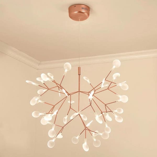 Postmodern 15-Watt 45-Light Integrated LED Rose Gold Unique Modern Linear Chandelier