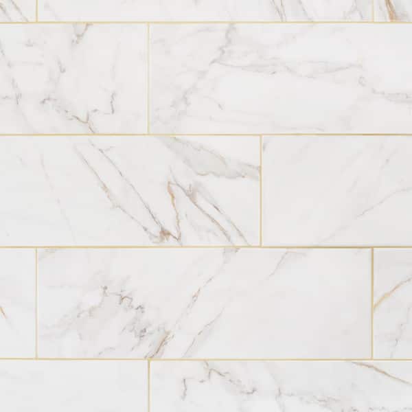 LuxeCraft Calacatta Gold Marble 8 in. x 24 in. Glazed Ceramic Wall Tile (13.3 sq. ft./Case)