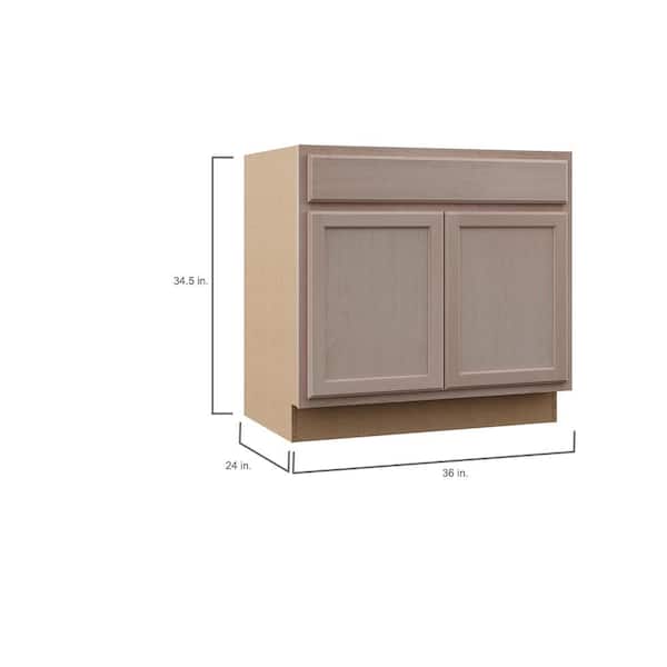 36 in. W x 24 in. D x 34.5 in. H Assembled Sink Base Kitchen Cabinet in Unfinished with Recessed Panel