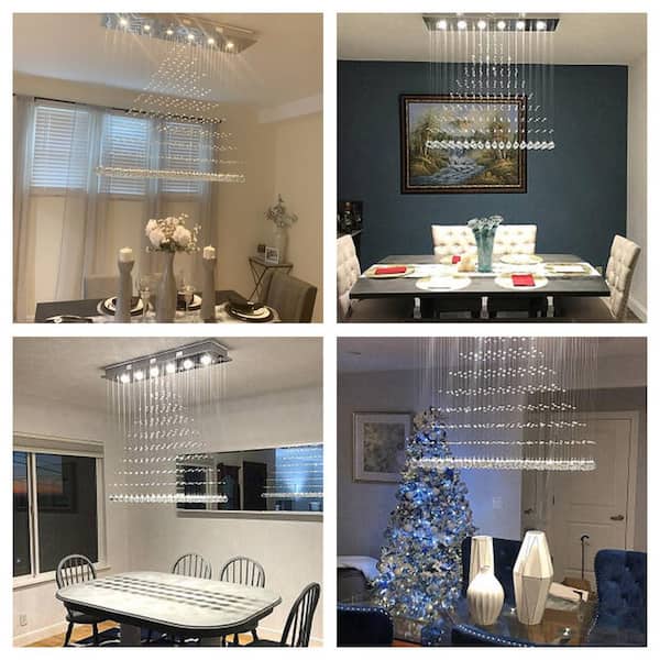 Albany 6-Light Clear Kitchen Island Geometric Chandelier with Crystal Accents