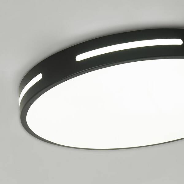 19.7 in. 1-Light Black Simple Circle 3-Tone LED Flush Mount Home Hollow Design Ceiling Lighting