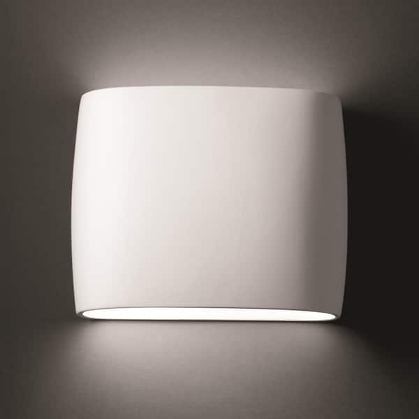 Ambiance 2-Light Wide ADA Oval Bisque Ceramic Wall Sconce