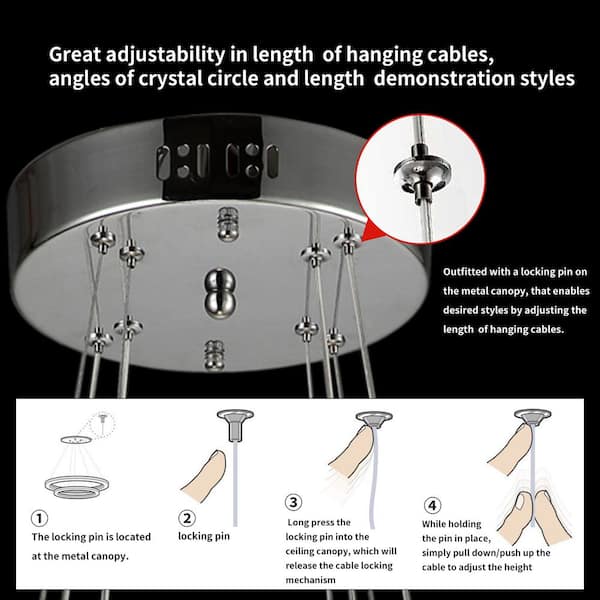 Modern LED 3-Light Chrome Crystal Chandelier Dimmable