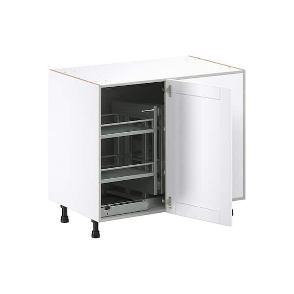 Mancos Glacier White Shaker Assembled Magic Corner Blind Base Kitchen Cabinet (39 in. W x 34.5 in. H x 24 in. D)