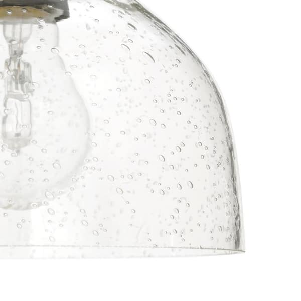 1-Light Oil Rubbed Bronze Adjustable Mini Pendant with Hand-Blown Clear Seeded Glass