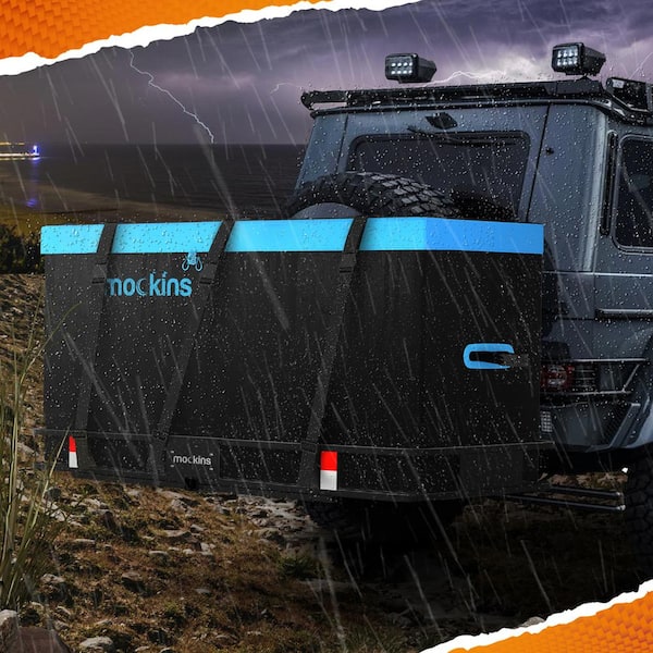 25 Cu.ft. Waterproof Cargo Carrier Bag - 60in.x 31in.x 24in. - Hitch Bag with Lock, Straps and Carry Bag, Blue