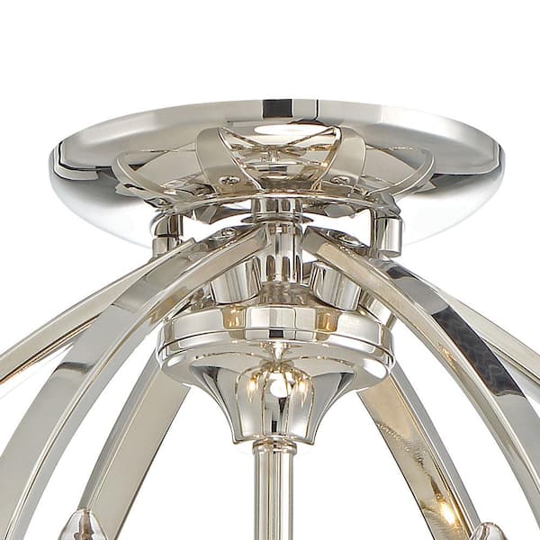 Tilbury 3-Light Polished Nickel Semi Flush Mount