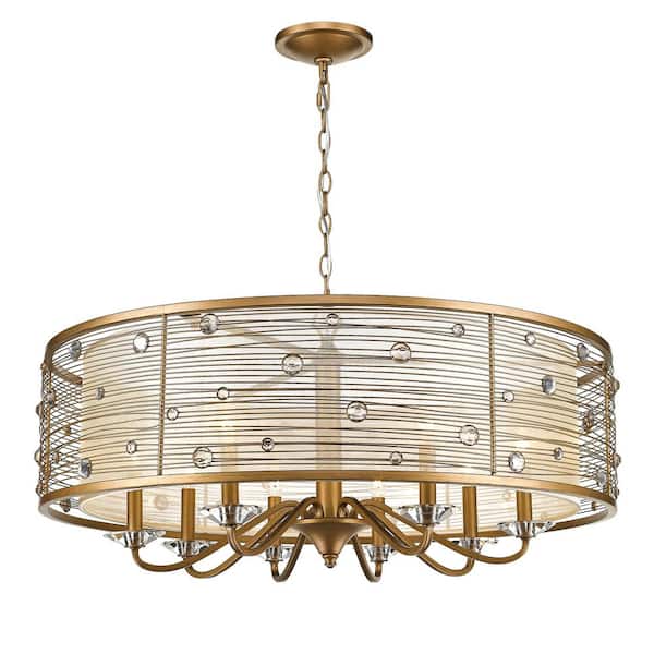 Joia 8-Light Peruvian Gold Chandelier Light with Sheer Filigree Mist Shade