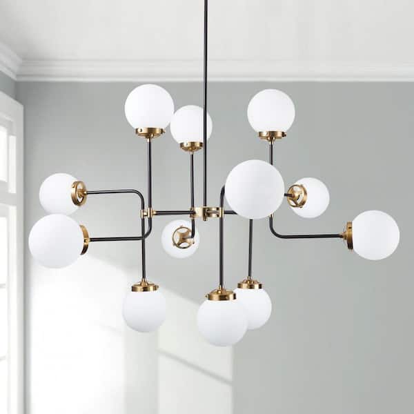 Modern 47.2 in. 12-Light Sputnik Gold Chandelier Industrial Pendant Ceiling Light Fixture