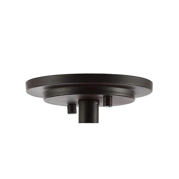 Ferme 14 in. 3-Light Iron Rustic Farmhouse LED Flush Mount, Brown/Oil Rubbed Bronze