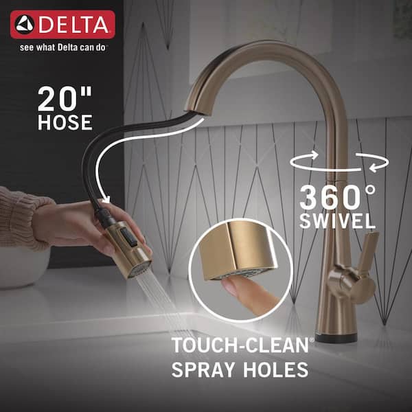 Monrovia Single-Handle Pull Down Sprayer Kitchen Faucet with Touch2O Technology in Lumicoat Champagne Bronze