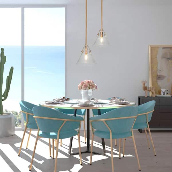 Modern Mini Pendant Light, 1-Light Gold Kitchen Island Pendant Light with Seeded Glass Shade