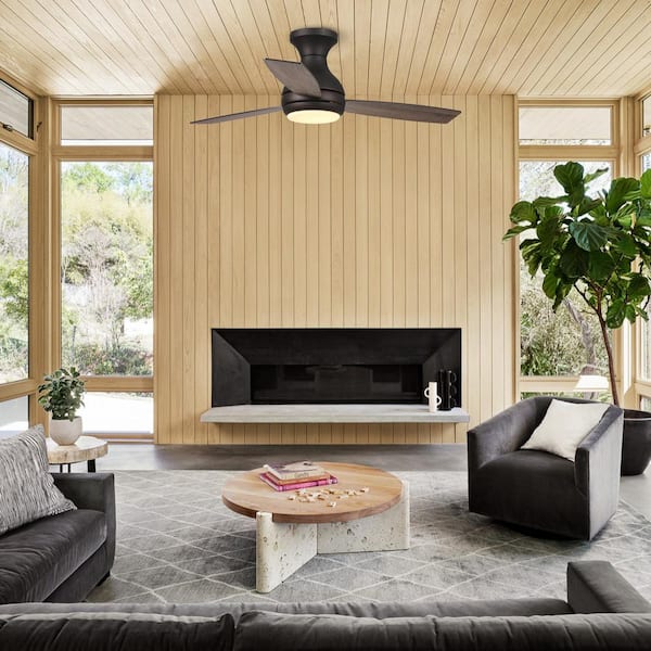 Beckette 48 in. Oil Rubbed Bronze Flush Mount Integrated LED Ceiling Fan with Light and Remote Control